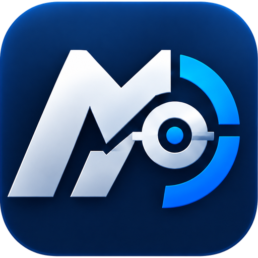 MotoBalance:银白 M 字母、转子与蓝色弧线组成的标志